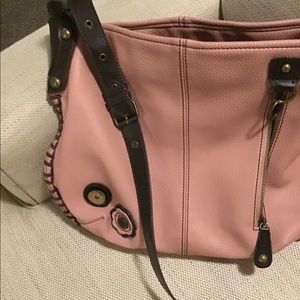 Chala pink and brown leather crossbody bag